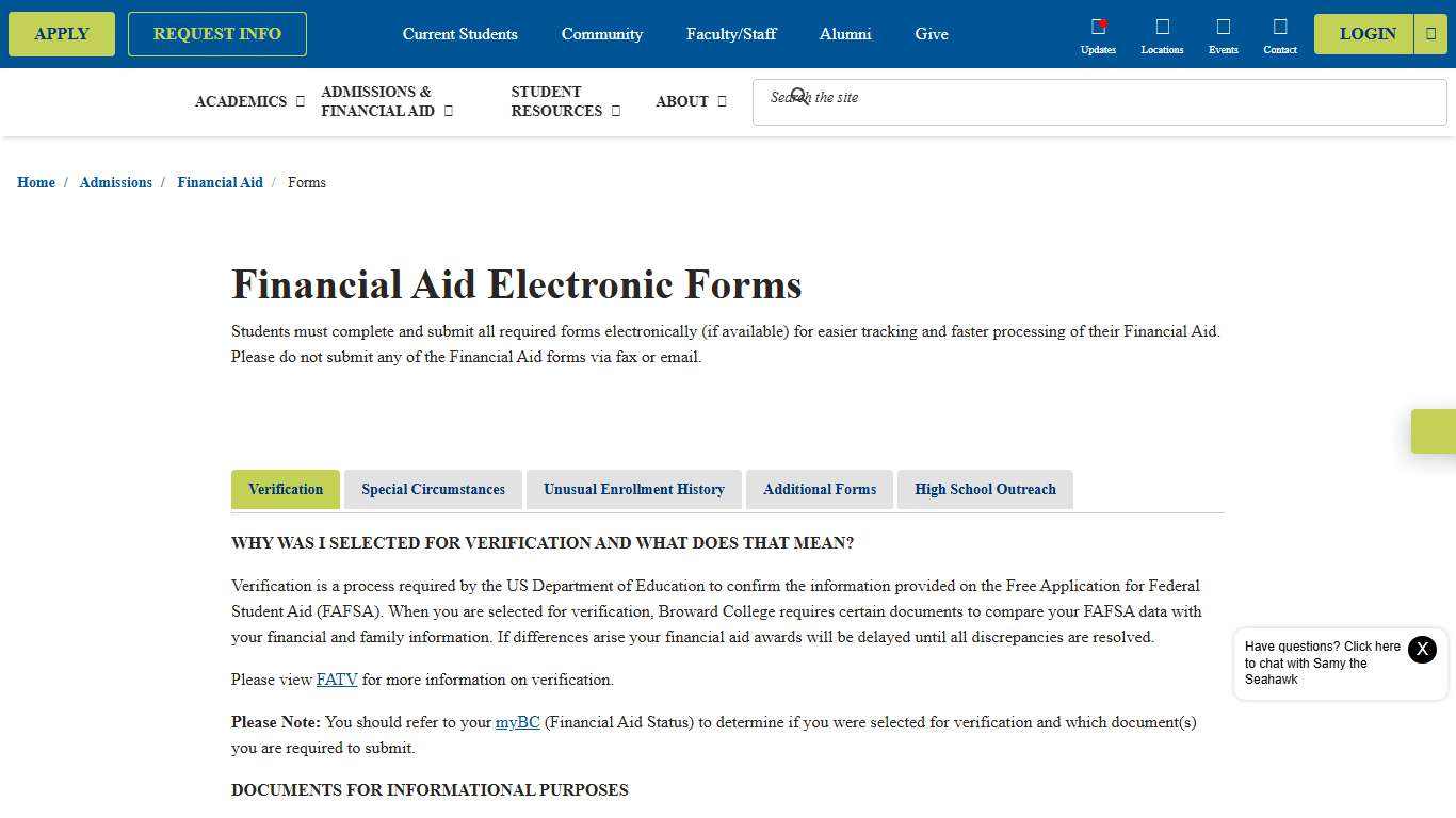 Financial Aid Forms