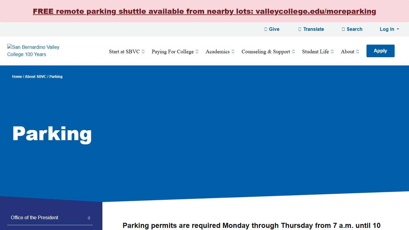 Parking — San Bernardino Valley College